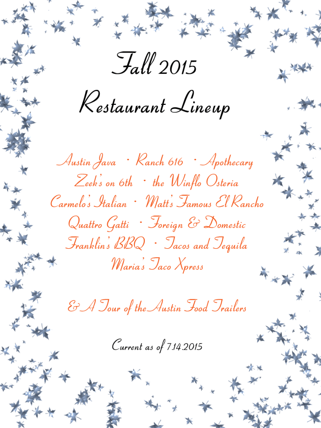 Fall 2015 Restaurant Lineup